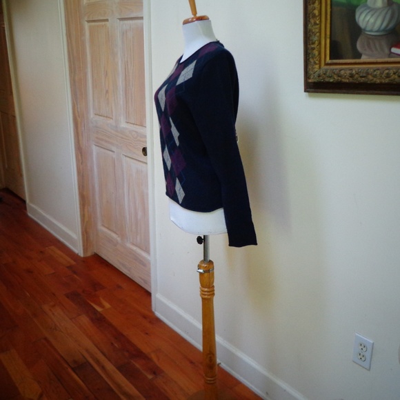 VGUC FIONA 100% Cashmere Argyle Sweater Sz XL - Picture 3 of 7